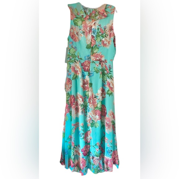 NWT LONDON TIMES Floral Ruffle Faux Wrap Dress 12P - Picture 2 of 11